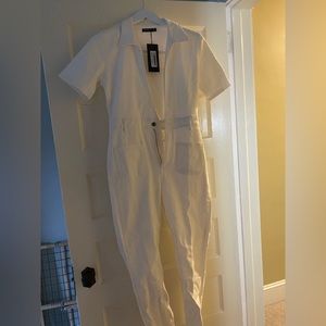 Nasty Gal White Denim Jumpsuit